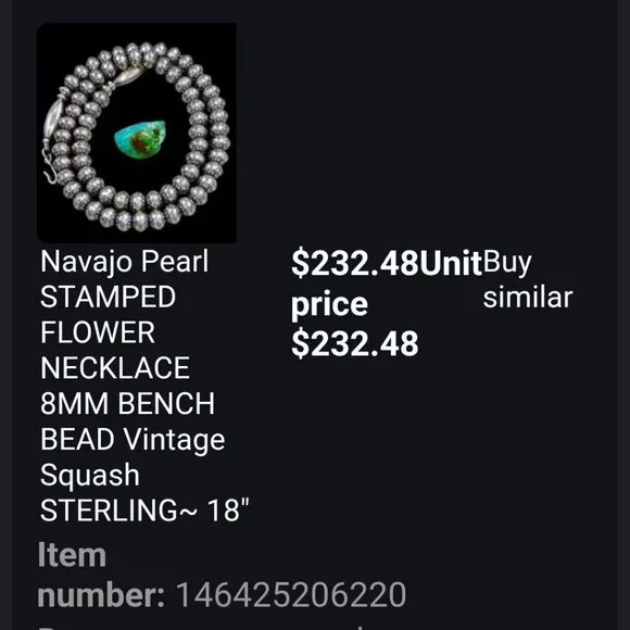 Sterling Silver Navajo Style Bench Bead Stamped Necklace 18" - Picture 6 of 6